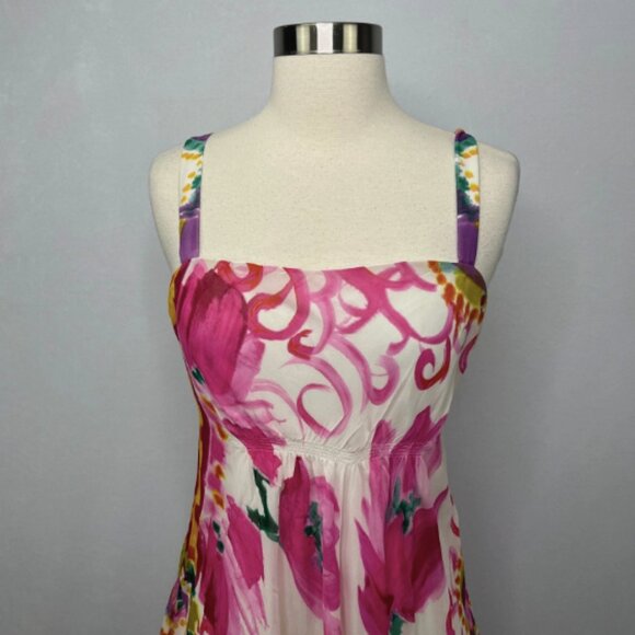 Suzi Chin Colorful Fairycore Dress Whimsical Asymmetrical 100% Silk Y2K - Picture 2 of 14